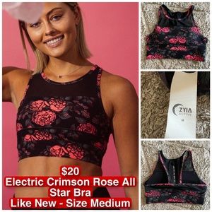 Like New - ZYIA Electric Crimson Rose All Star Bra - Medium